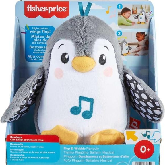 Fisher-Price Baby Plush Baby Toy Flap & Wobble Penguin with Music and Motion - Picture 6 of 7
